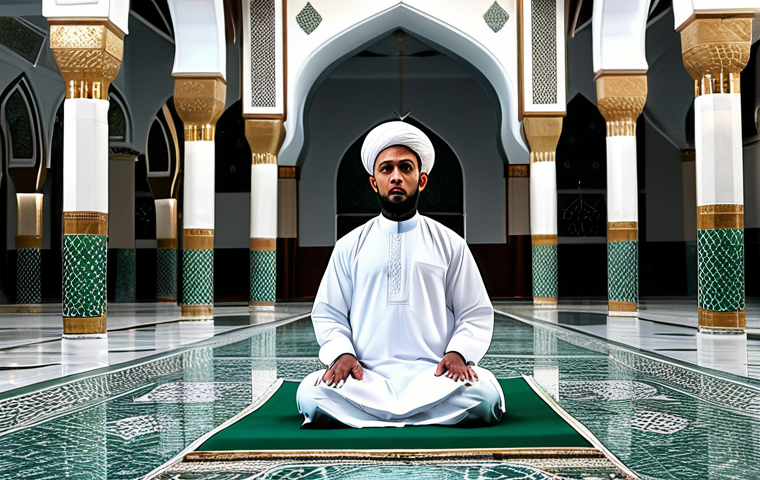 Prompt 1: A professional Imam in modest religious attire, leading prayers in a beautifully decorated mosque, fully clothed, appropriate content, safe for work, perfect anatomy, natural proportions, professional photography, high quality.