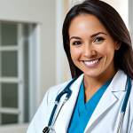 **

"A professional female doctor in a clean, modern hospital, wearing a lab coat and stethoscope, smiling warmly. Fully clothed, appropriate attire, safe for work, perfect anatomy, natural proportions, professional medical photography, high quality."

**