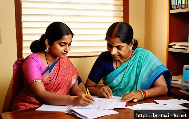의료비 세액공제 기준 - A detailed, realistic illustration of a Bengali family sitting together in a cozy home office, organ...